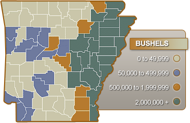 Arkansas Soybean Bushels Map